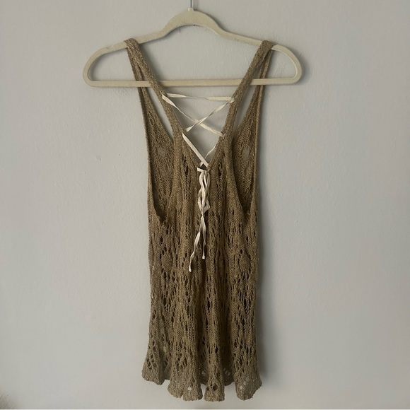 Urban Outfitters Starring at Stars Crochet Knit Bohemian Weatern Lace Tank M - Picture 6 of 9